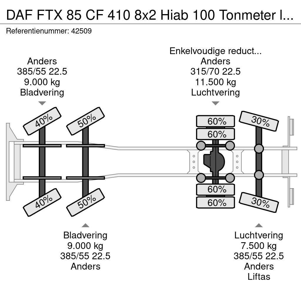 DAF FTX 85 CF 410 8x2 Hiab 100 Tonmeter laadkraan + Fl Univerzální terénní jeřáby