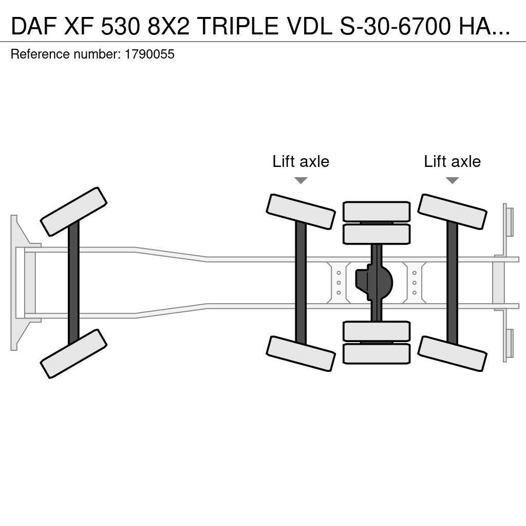 DAF XF 530 8X2 TRIPLE VDL S-30-6700 HAAKARMSYSTEEM/ABR Hákový nosič kontejnerů
