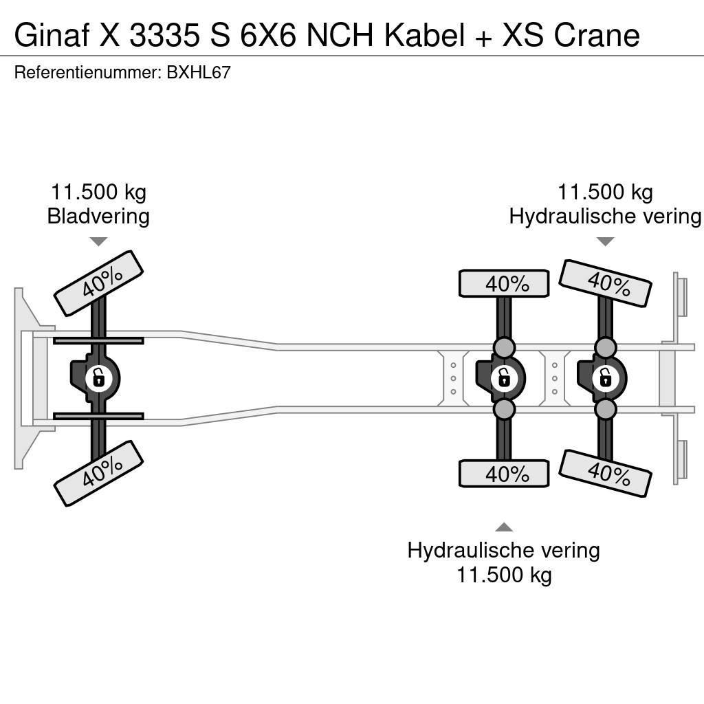 Ginaf X 3335 S 6X6 NCH Kabel + XS Crane Hákový nosič kontejnerů