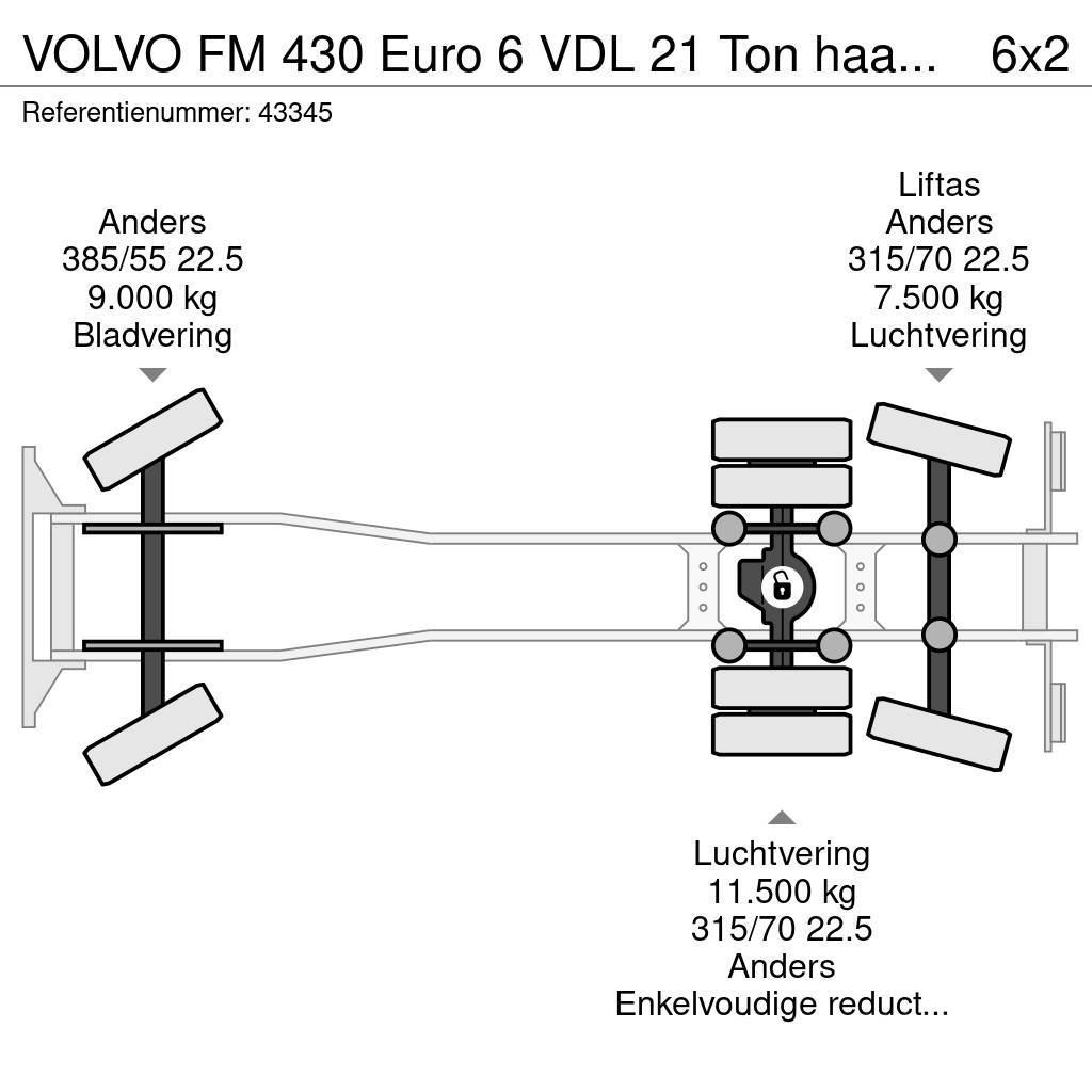 Volvo FM 430 Euro 6 VDL 21 Ton haakarmsysteem Kontejnerový rám/Přepravníky kontejnerů