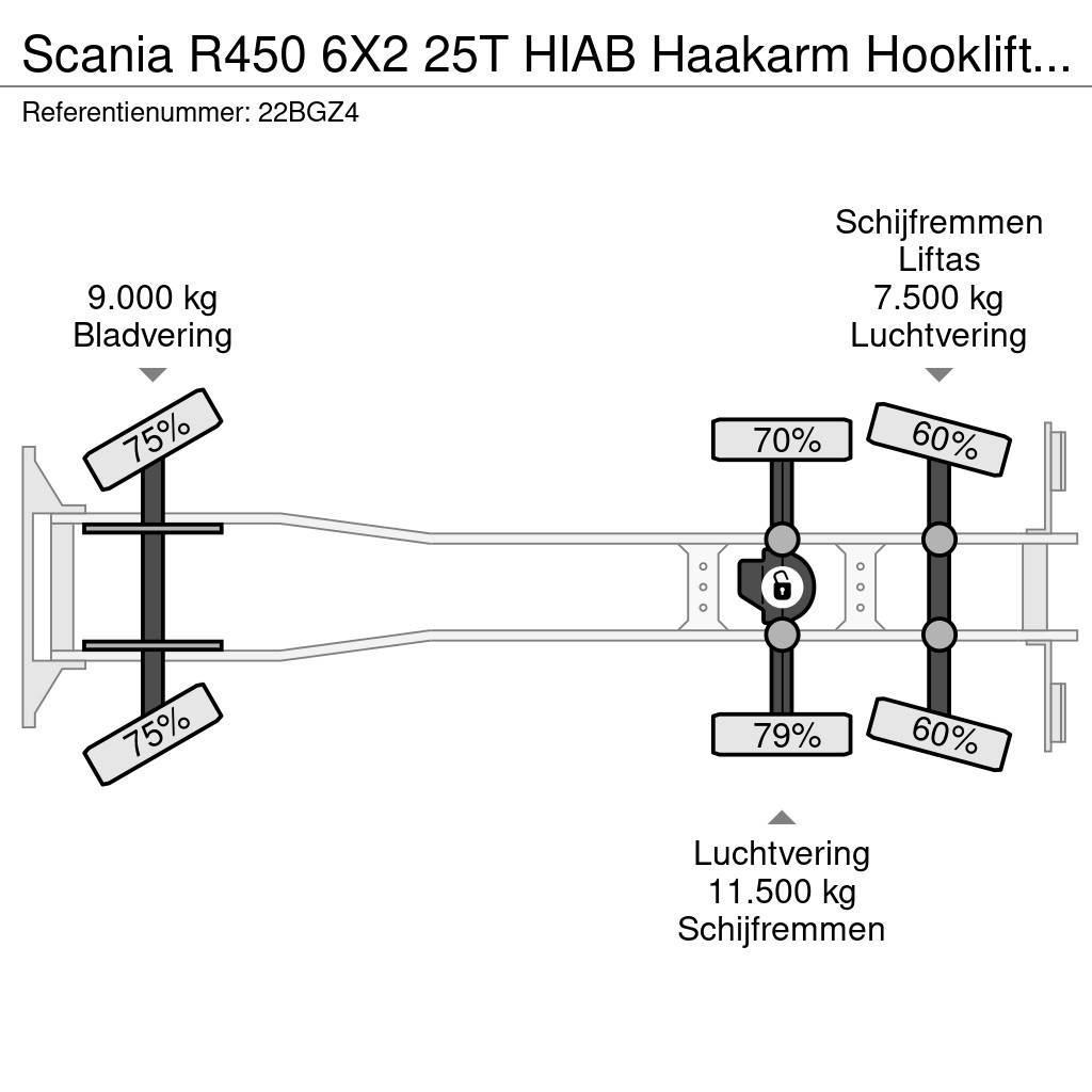 Scania R450 6X2 25T HIAB Haakarm Hooklift Remote, NL Truc Hákový nosič kontejnerů