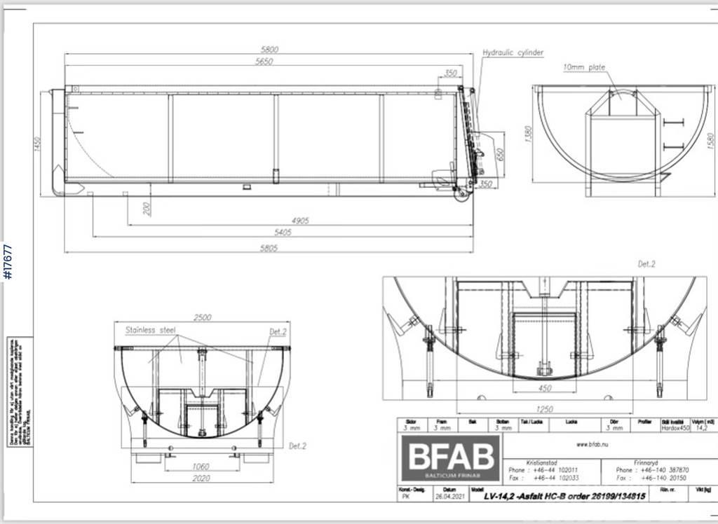  BFAB Asphalt tub on hook frame Náhradní díly nezařazené