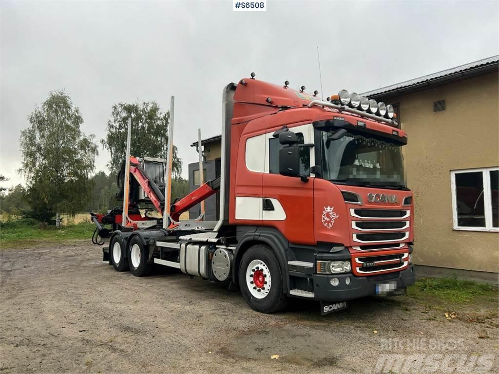 Scania R560 Timber Truck with trailer and crane Vozy na přepravu kmenů