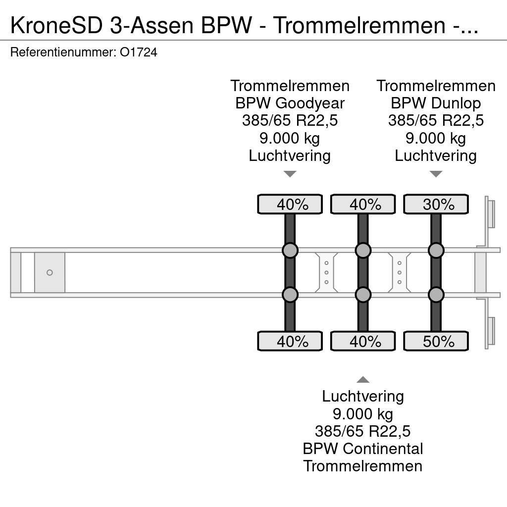 Krone SD 3-Assen BPW - Trommelremmen - Schuifzeilen/Schu Plachtové návěsy