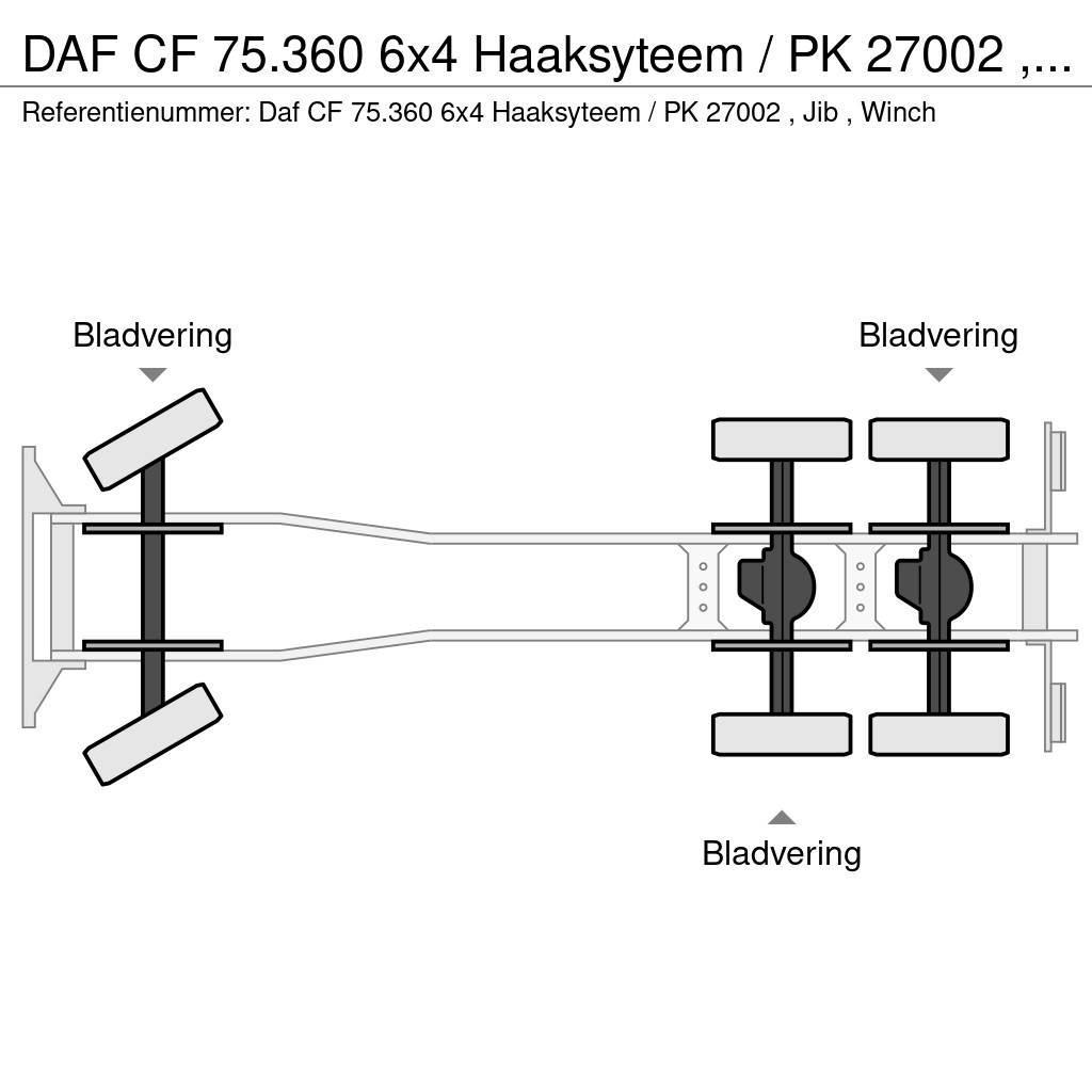 DAF CF 75.360 6x4 Haaksyteem / PK 27002 , Jib , Winch Hákový nosič kontejnerů