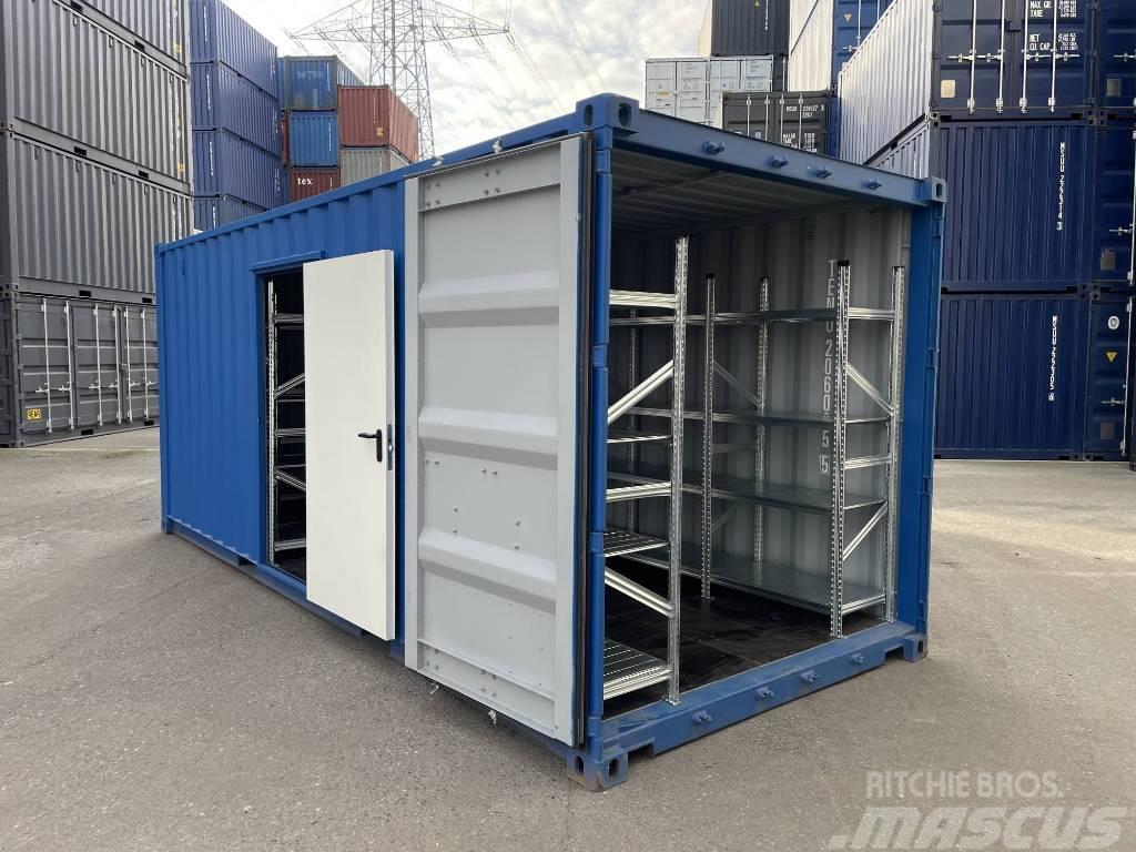  20' Lagercontainer mit Regalen, Licht, Seitentür Skladové kontejnery