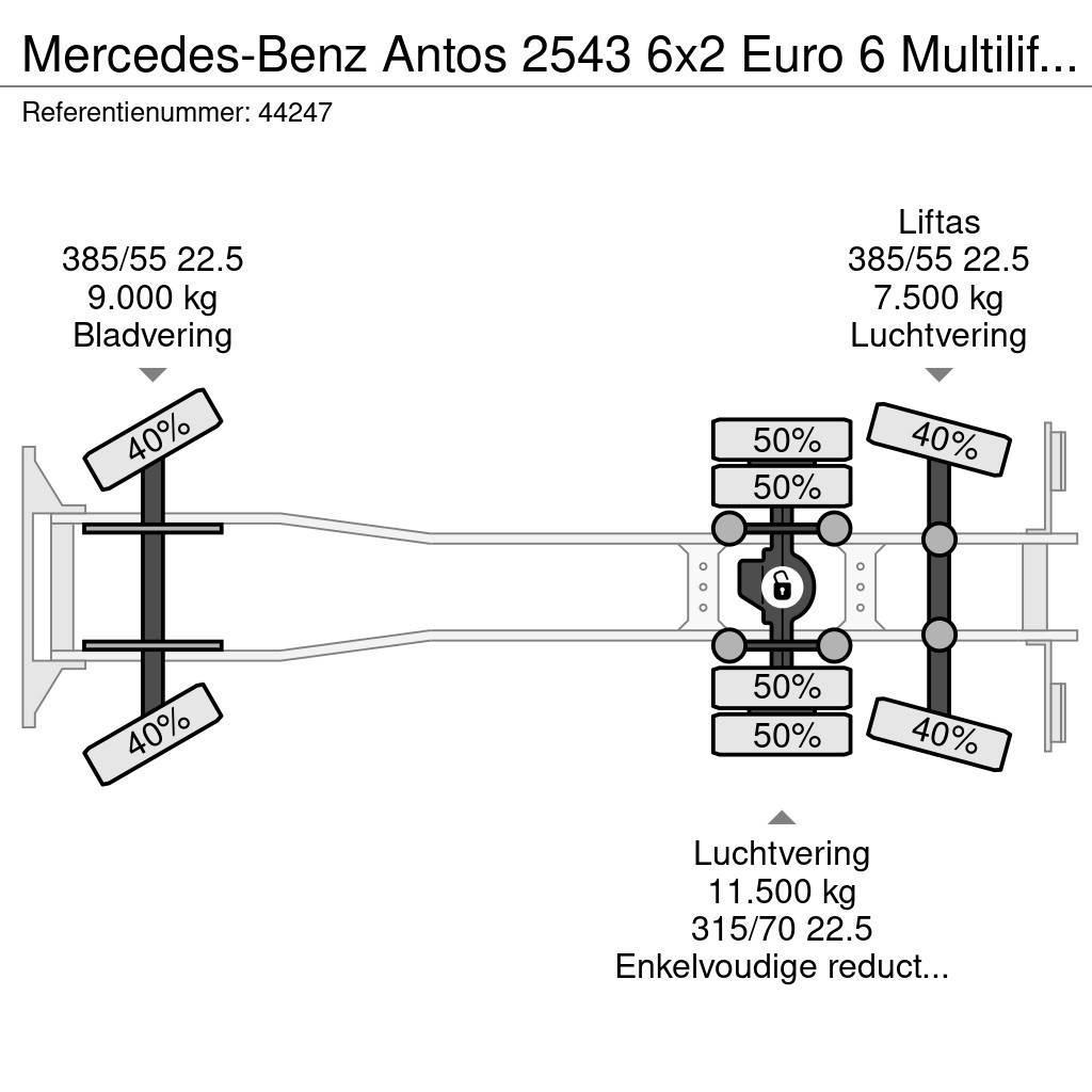 Mercedes-Benz Antos 2543 6x2 Euro 6 Multilift 26 Ton haakarmsyst Hákový nosič kontejnerů