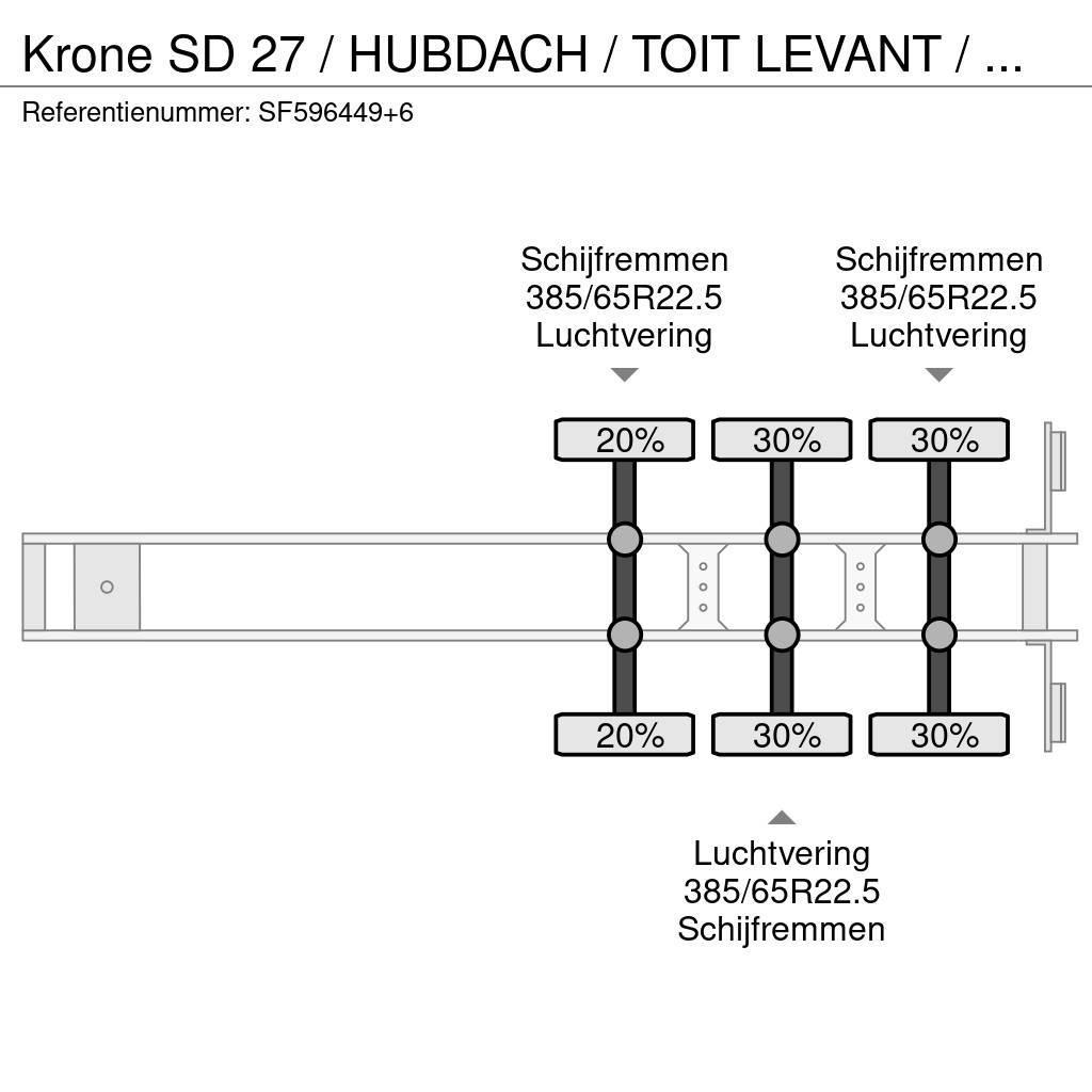 Krone SD 27 / HUBDACH / TOIT LEVANT / HEFDAK / COIL / CO Plachtové návěsy