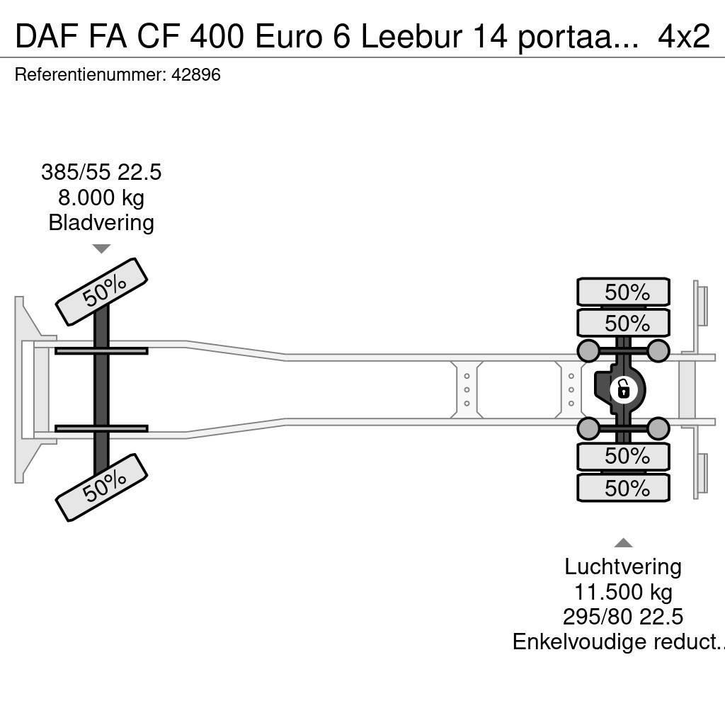 DAF FA CF 400 Euro 6 Leebur 14 portaalarmsysteem Ramenové nosiče kontejnerů