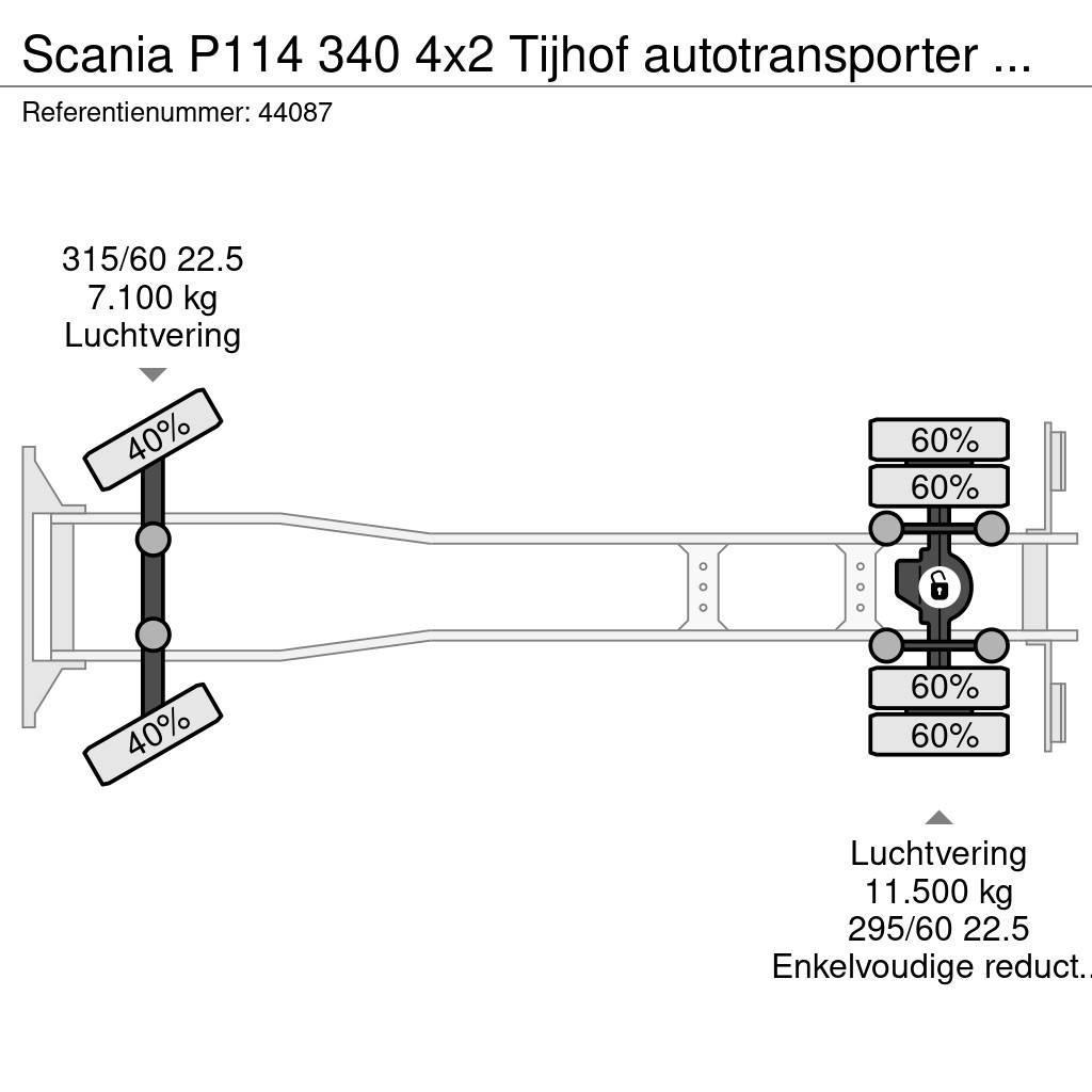 Scania P114 340 4x2 Tijhof autotransporter met hydraulisc Nákladní vozy na přepravu automobilů