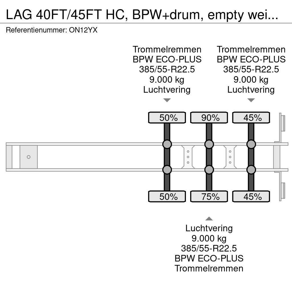 LAG 40FT/45FT HC, BPW+drum, empty weight: 4.120kg, NL- Kontejnerové návěsy