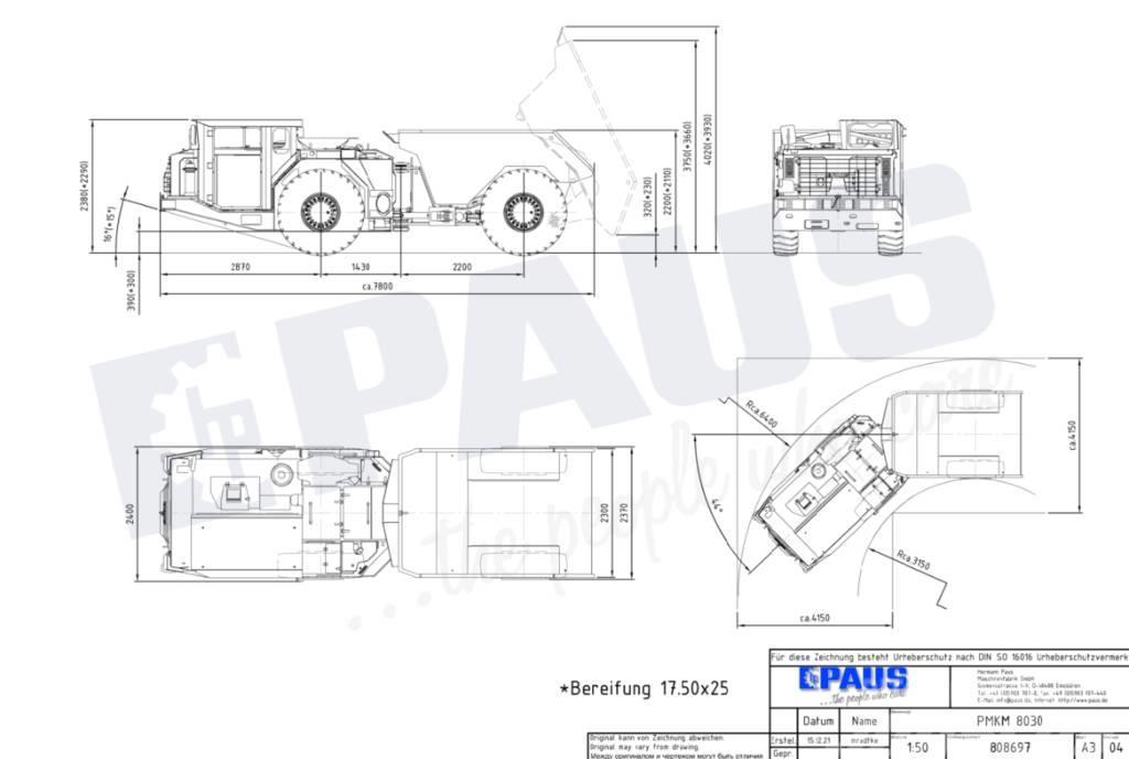 Paus PMKM 8030 / Mining / dump truck Podzemní nákladní vozy