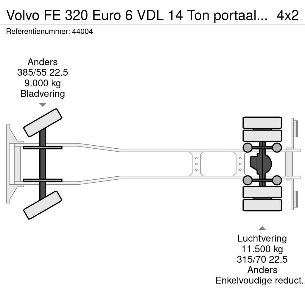 Volvo FE 320 Euro 6 VDL 14 Ton portaalarmsysteem Ramenové nosiče kontejnerů