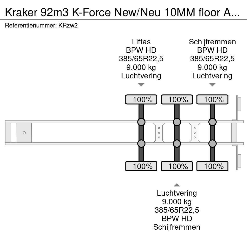 Kraker 92m3 K-Force New/Neu 10MM floor Alcoa's Liftachse Návěsy s pohyblivou podlahou