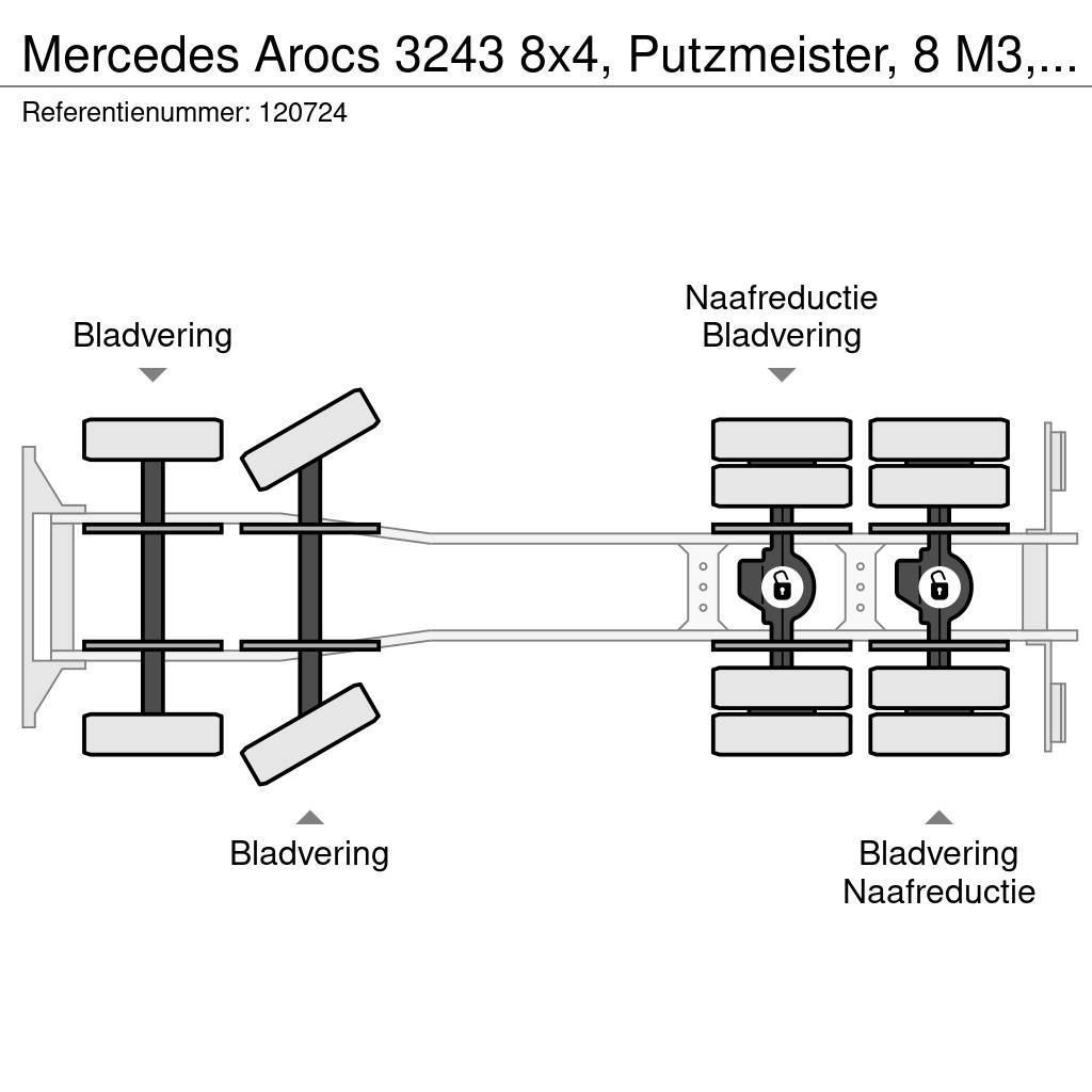 Mercedes-Benz Arocs 3243 8x4, Putzmeister, 8 M3, 11 mtr belt, Re Domíchávače betonu