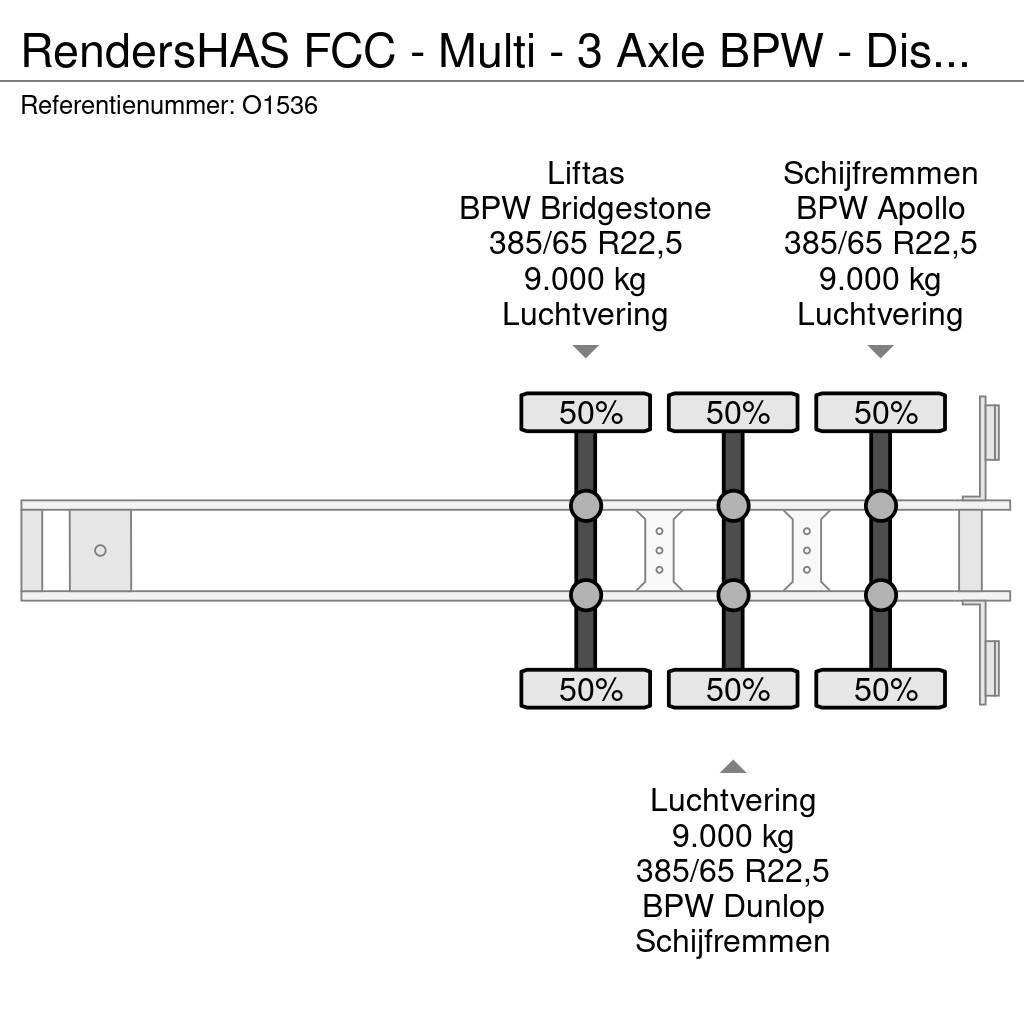 Renders HAS FCC - Multi - 3 Axle BPW - DiscBrakes - LiftAx Kontejnerové návěsy
