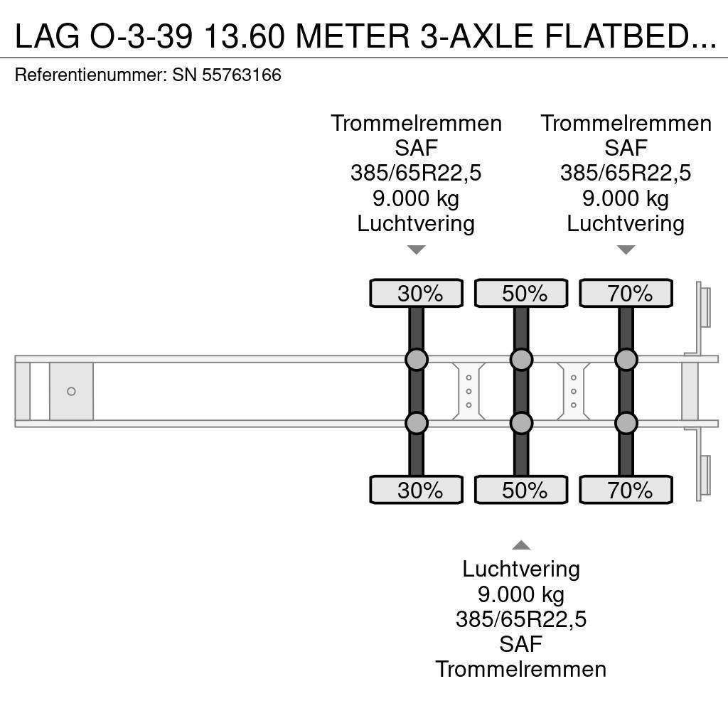 LAG O-3-39 13.60 METER 3-AXLE FLATBED (4 IDENTICAL UNI Valníkové návěsy/Návěsy se sklápěcími bočnicemi