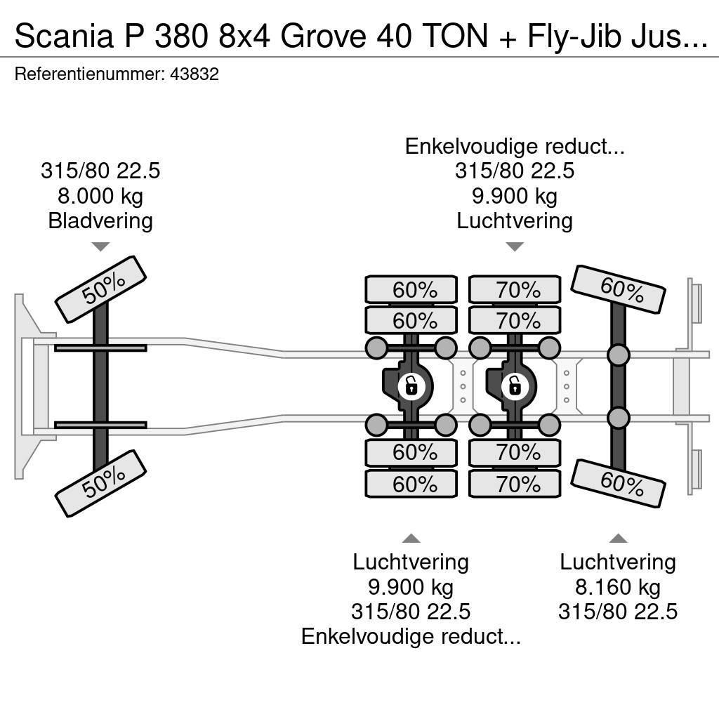 Scania P 380 8x4 Grove 40 TON + Fly-Jib Just 31.682 km! Univerzální terénní jeřáby