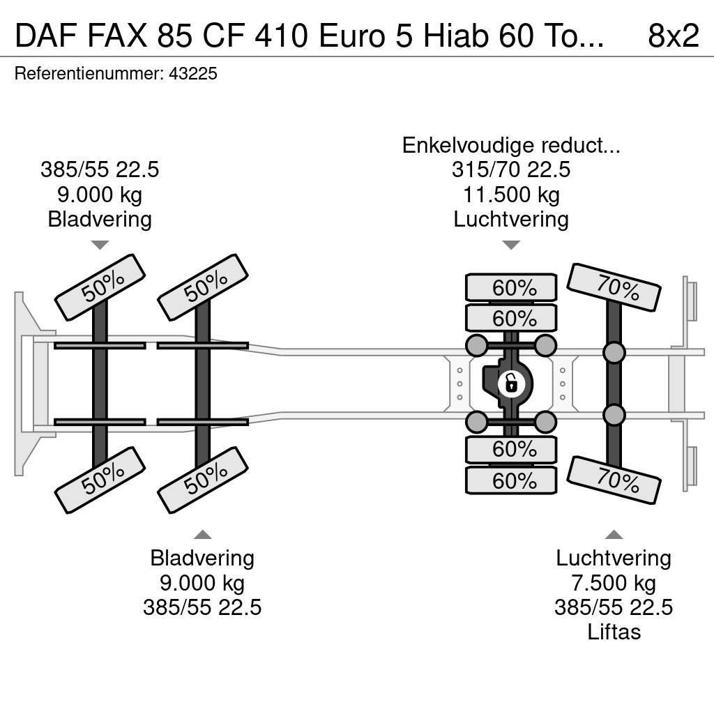 DAF FAX 85 CF 410 Euro 5 Hiab 60 Tonmeter laadkraan Univerzální terénní jeřáby
