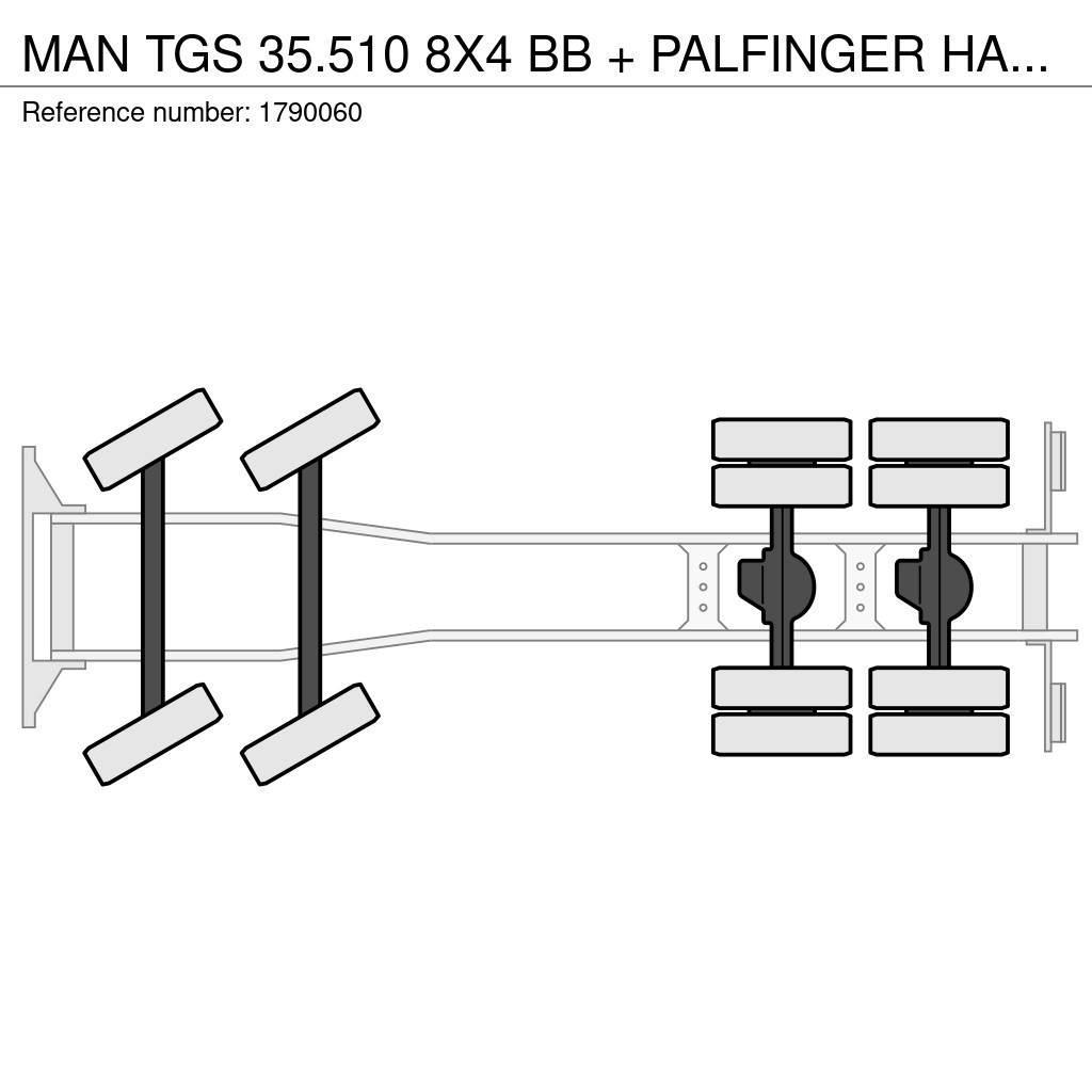 MAN TGS 35.510 8X4 BB + PALFINGER HAAKARMSYSTEEM + PAL Autojeřáby, hydraulické ruky