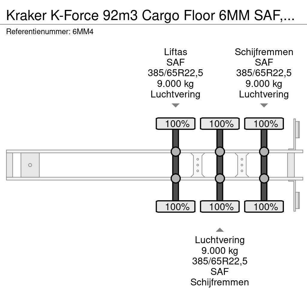Kraker K-Force 92m3 Cargo Floor 6MM SAF, Liftachse, Remot Návěsy s pohyblivou podlahou