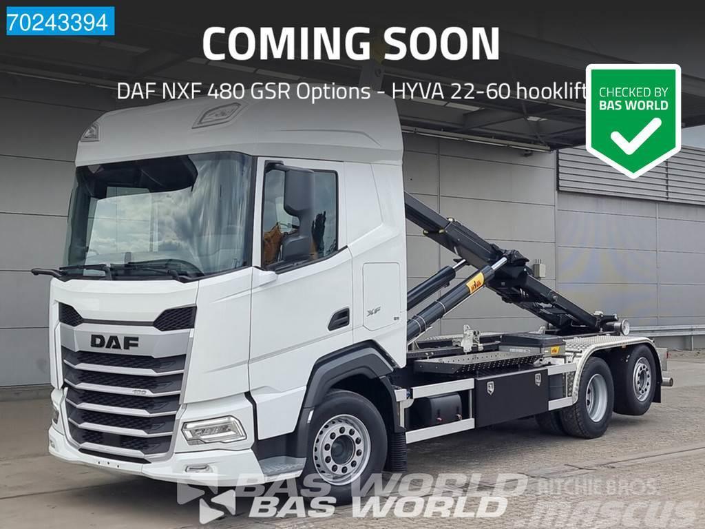 DAF XF 480 6X2 NEW HYVA 22-60 ACC GSR Options Lift-Len Hákový nosič kontejnerů