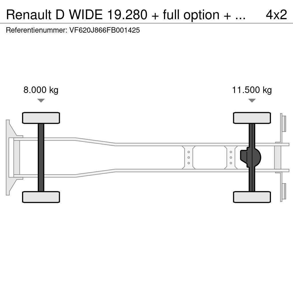 Renault D WIDE 19.280 + full option + REMOTE + EURO 6 HIAB Ramenové nosiče kontejnerů