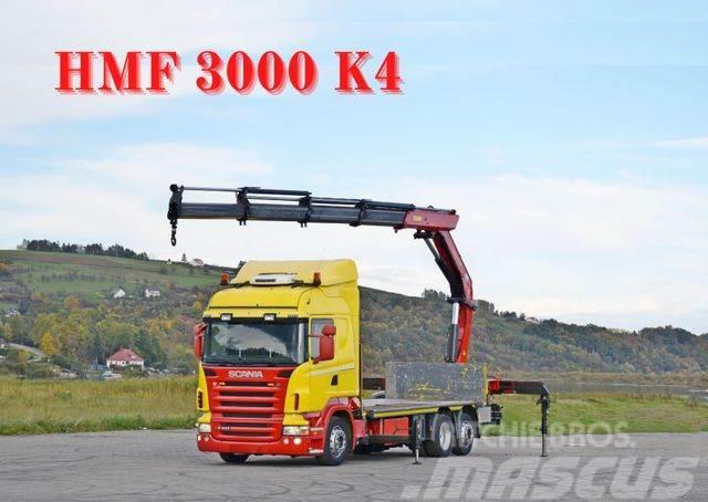 Scania R 400 Pritsche 6,50m +HMF 3000K4/FUNK*TOPZUSTAND Autojeřáby, hydraulické ruky