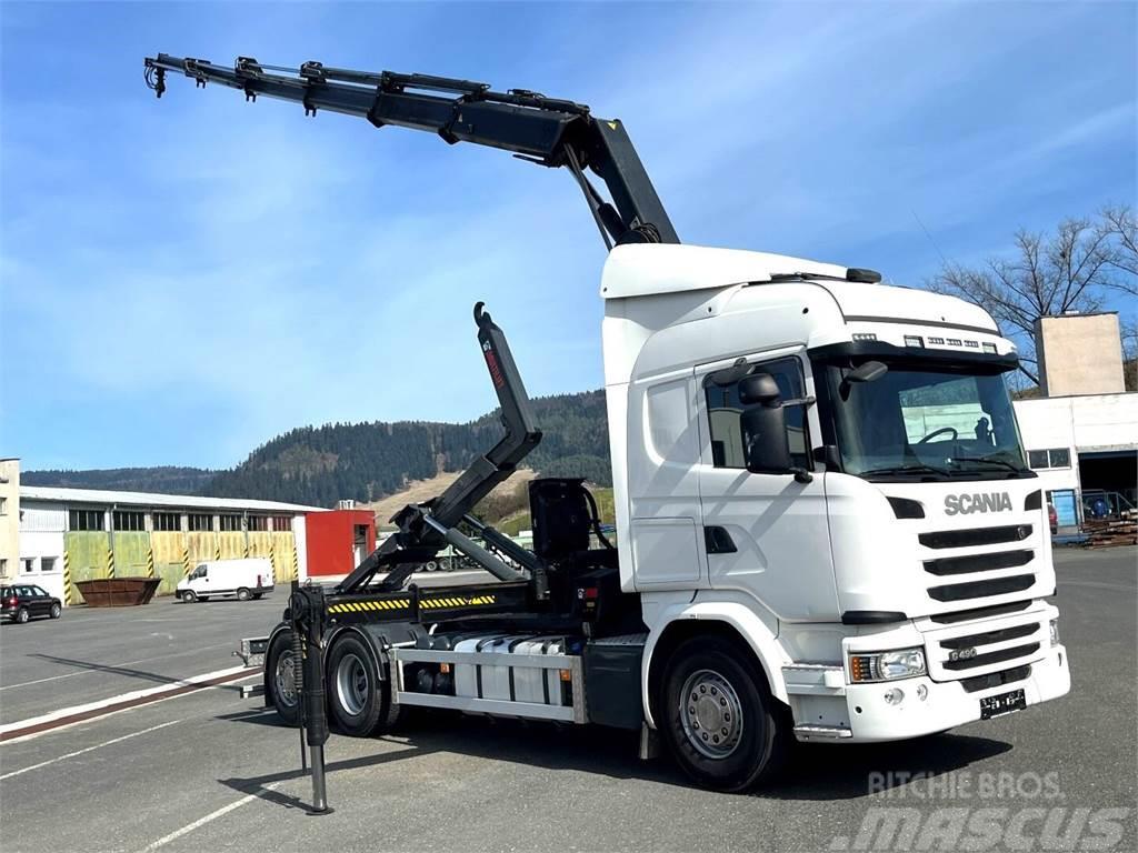 Scania G490, 10/2015, 6x2, Crane hook lift, Hiab 244 - 5  Hákový nosič kontejnerů