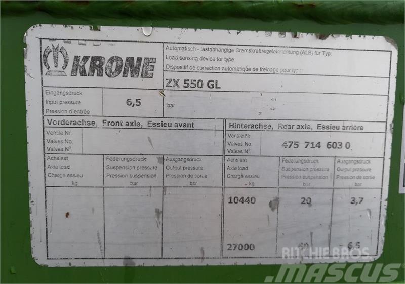 Krone ZX 550 GL Přívěsy pro různé účely